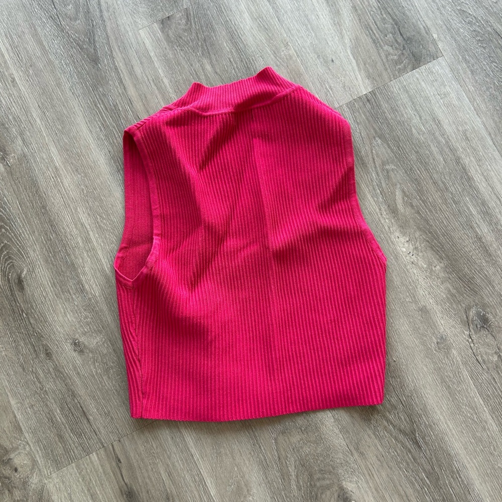 Debut Hot Pink Ribbed Knit Top - Picture 2 of 4